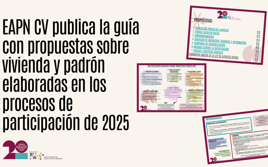 EAPN CV publica la guía con propuestas sobre vivienda y padrón elaboradas en los procesos de participación de 2025