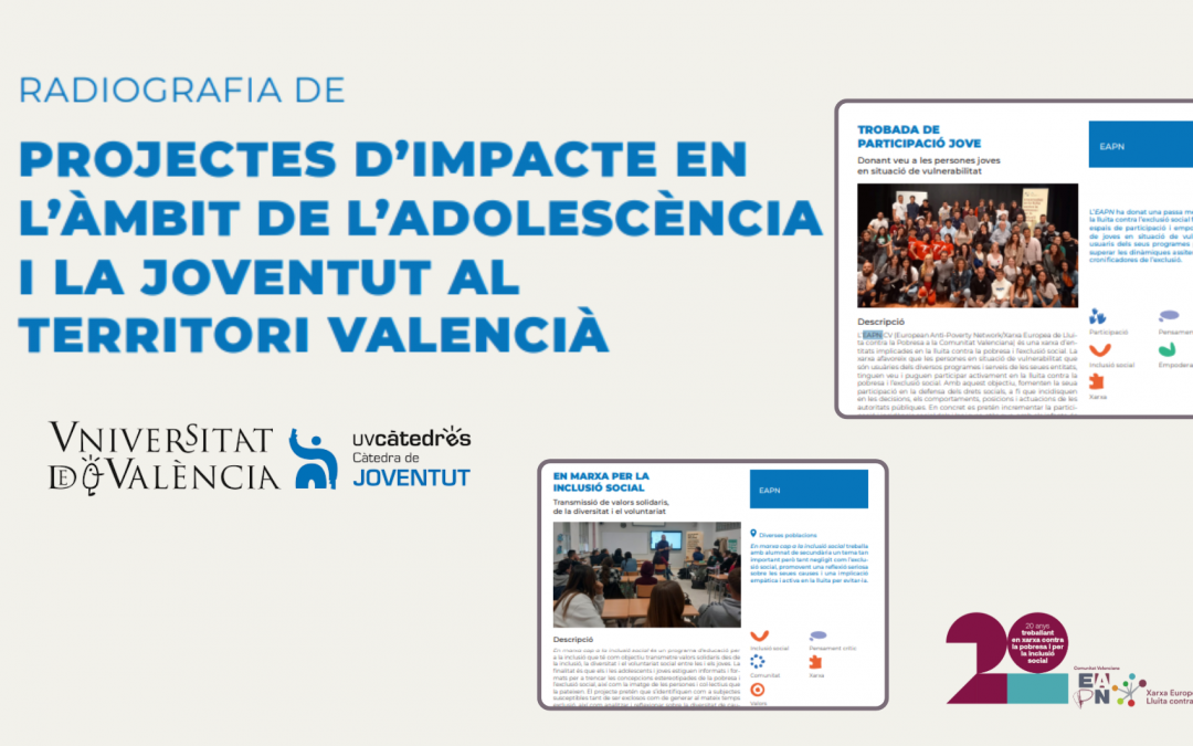 La Cátedra de Juventud de la Universitat de València incluye dos proyectos de EAPN CV en su nuevo recurso sobre iniciativas de impacto en adolescencia y juventud